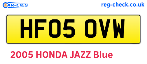 HF05OVW are the vehicle registration plates.