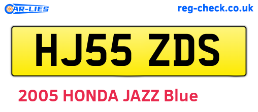 HJ55ZDS are the vehicle registration plates.