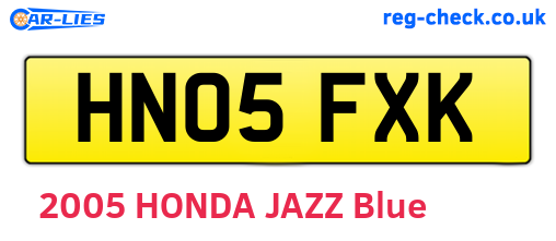 HN05FXK are the vehicle registration plates.