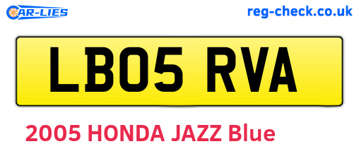 LB05RVA are the vehicle registration plates.