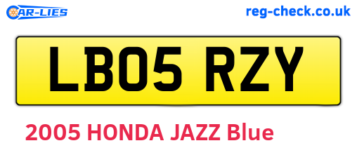 LB05RZY are the vehicle registration plates.