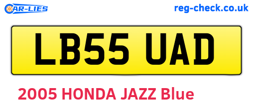 LB55UAD are the vehicle registration plates.