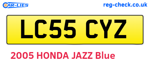 LC55CYZ are the vehicle registration plates.