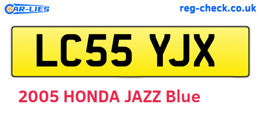 LC55YJX are the vehicle registration plates.