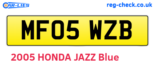 MF05WZB are the vehicle registration plates.