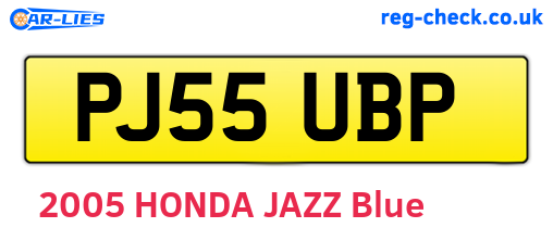 PJ55UBP are the vehicle registration plates.