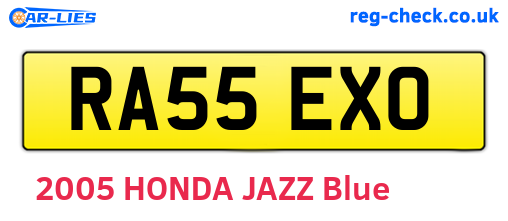 RA55EXO are the vehicle registration plates.