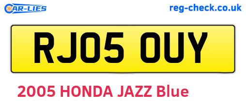 RJ05OUY are the vehicle registration plates.