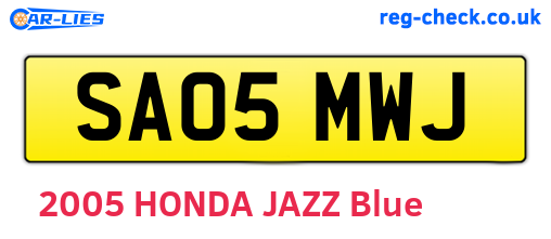 SA05MWJ are the vehicle registration plates.