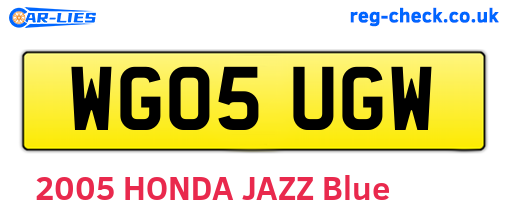 WG05UGW are the vehicle registration plates.