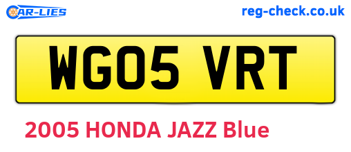WG05VRT are the vehicle registration plates.