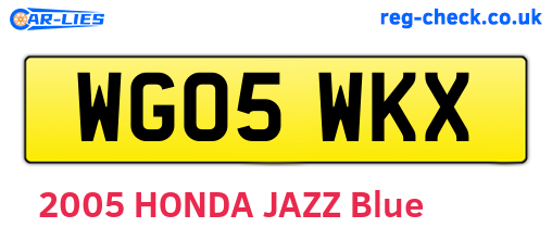 WG05WKX are the vehicle registration plates.