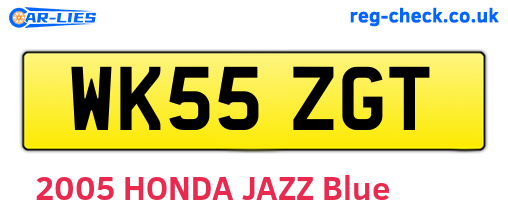 WK55ZGT are the vehicle registration plates.
