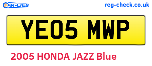 YE05MWP are the vehicle registration plates.