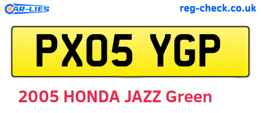 PX05YGP are the vehicle registration plates.