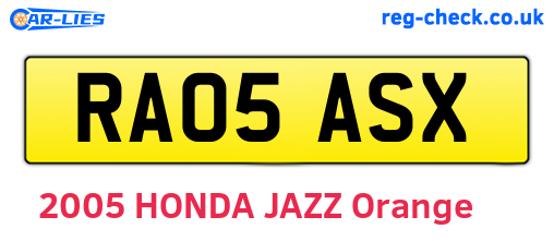 RA05ASX are the vehicle registration plates.