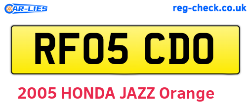RF05CDO are the vehicle registration plates.