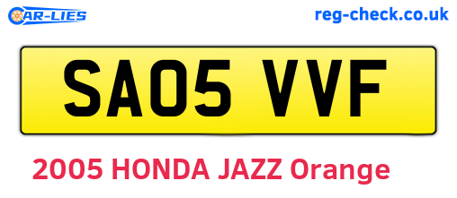 SA05VVF are the vehicle registration plates.