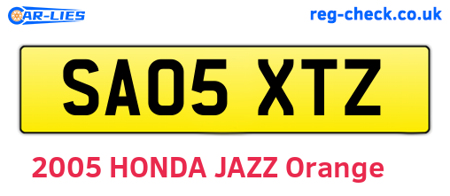 SA05XTZ are the vehicle registration plates.