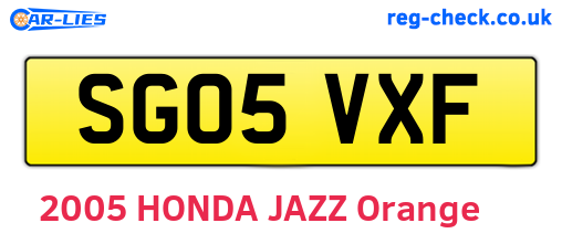 SG05VXF are the vehicle registration plates.