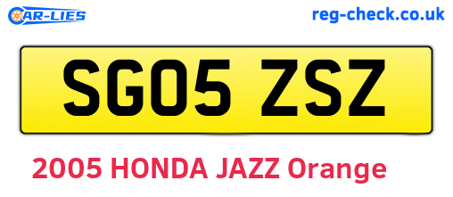 SG05ZSZ are the vehicle registration plates.
