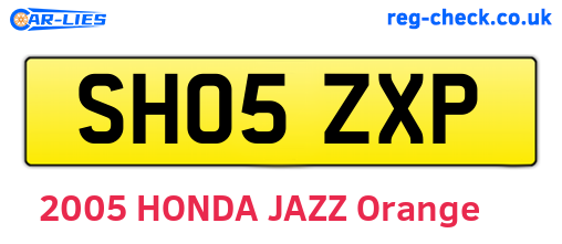 SH05ZXP are the vehicle registration plates.