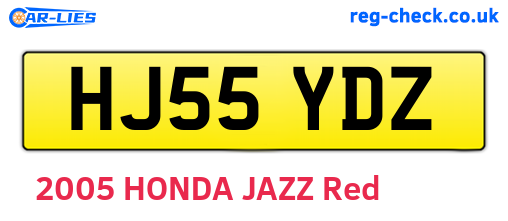HJ55YDZ are the vehicle registration plates.