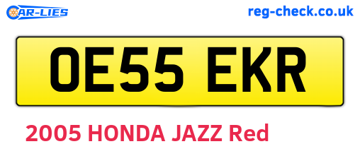OE55EKR are the vehicle registration plates.