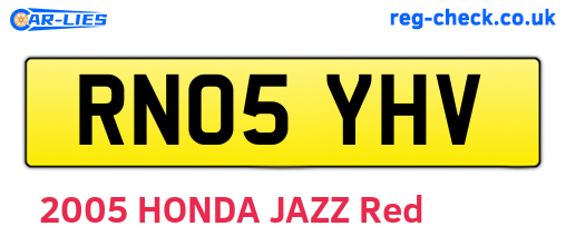 RN05YHV are the vehicle registration plates.