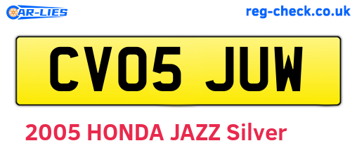CV05JUW are the vehicle registration plates.