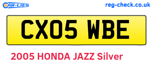 CX05WBE are the vehicle registration plates.