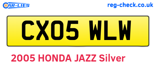 CX05WLW are the vehicle registration plates.