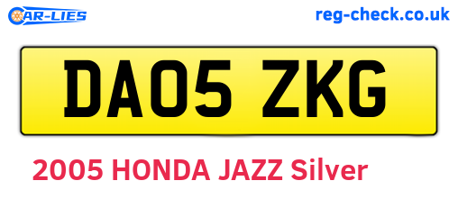 DA05ZKG are the vehicle registration plates.