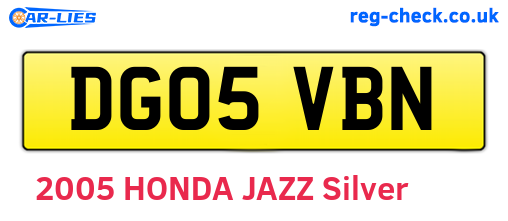 DG05VBN are the vehicle registration plates.