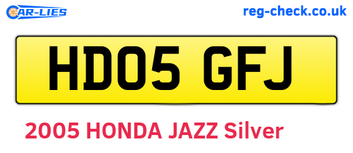HD05GFJ are the vehicle registration plates.