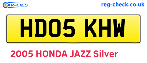 HD05KHW are the vehicle registration plates.