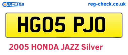HG05PJO are the vehicle registration plates.
