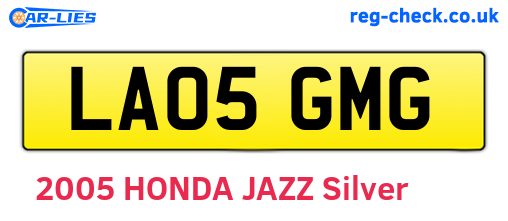 LA05GMG are the vehicle registration plates.