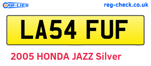 LA54FUF are the vehicle registration plates.
