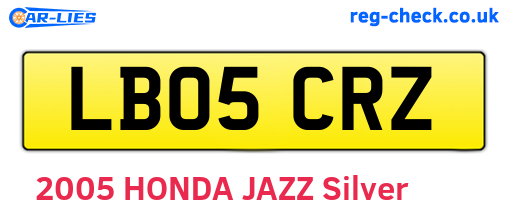 LB05CRZ are the vehicle registration plates.