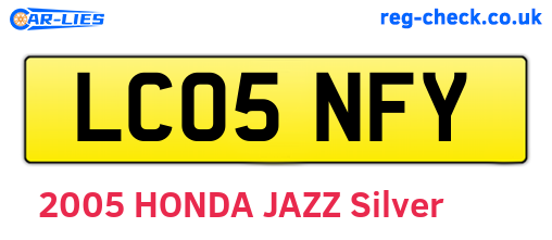 LC05NFY are the vehicle registration plates.