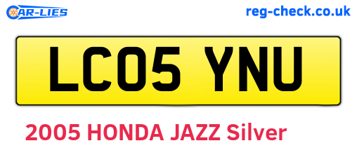 LC05YNU are the vehicle registration plates.