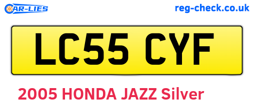 LC55CYF are the vehicle registration plates.