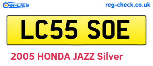 LC55SOE are the vehicle registration plates.