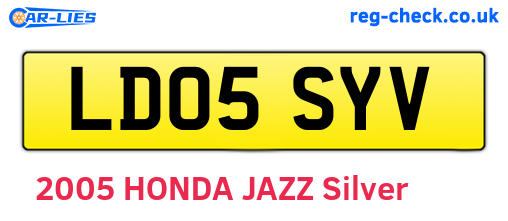 LD05SYV are the vehicle registration plates.