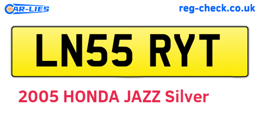 LN55RYT are the vehicle registration plates.