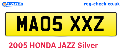 MA05XXZ are the vehicle registration plates.