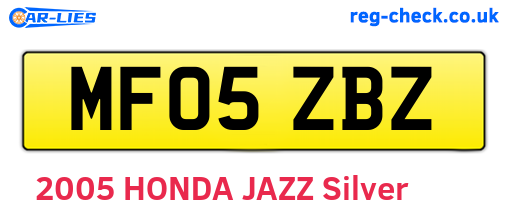 MF05ZBZ are the vehicle registration plates.