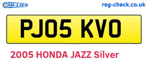 PJ05KVO are the vehicle registration plates.