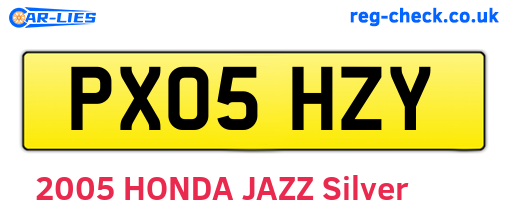 PX05HZY are the vehicle registration plates.
